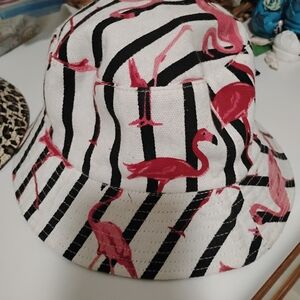 Kids Flamingo Bucket Hat - Pink and Black Stripes
